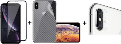 INCLU Front and Back Tempered Glass for Full Tempered Glass And Back Carbon Fiber Skin And Camera Tempered Glass (3 in 1) Combo For Apple iPhone XS Max(Pack of 1)