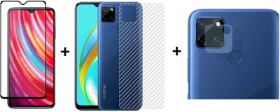 INCLU Front and Back Tempered Glass for Full Tempered Glass And Back Carbon Fiber Skin And Camera Tempered Glass (3 in 1) Combo For Realme C21(Pack of 1)