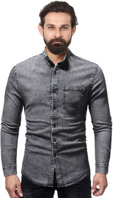 UD FABRIC Men Solid Casual Grey Shirt