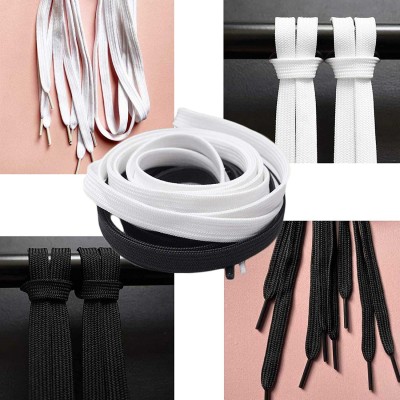 Wisdom White & Black Combo Pack Shoes Lace Flat Shoelaces Shoe Athletic Shoe Laces for Sport/Running Shoes Shoe Lace(White Black Set of 1)