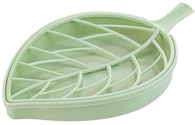 VibeX Leaf Shape Double Layer Soap Dish Case Holder(Green)