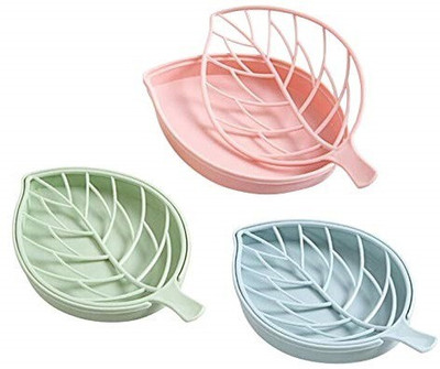 VibeX Leaf Shape Soap Dish Case Holder(Multicolor)