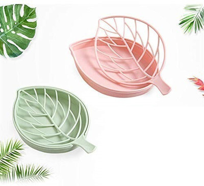 VibeX Beautiful Leaf Shape Soap Dish Case Holder(Multicolor)