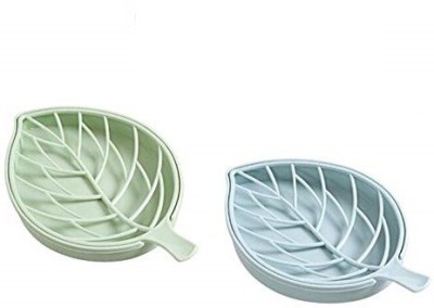 VibeX Plastic Beautiful Leaf Shape Soap Dish Case Holder(Multicolor)