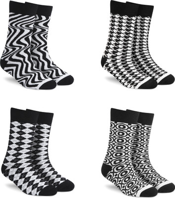 Dynamocks Men & Women Printed Mid-Calf/Crew(Pack of 4)