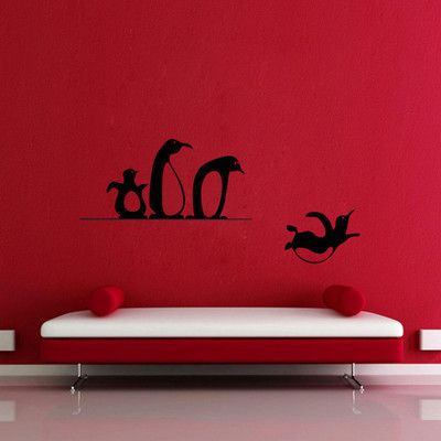 nirmal décor 91 cm Penguin Wall Decals Penguin Wall Decal for livingroom self adhesive waterproof pvc vinyl 3d,covering area [91x40cm] Self Adhesive Sticker(Pack of 1)