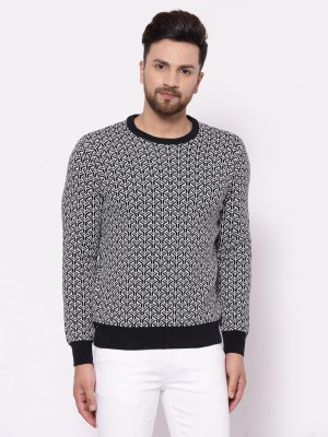 RED TAPE Self Design Round Neck Casual Men Black, White Sweater