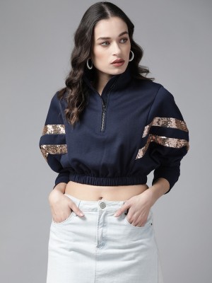 KASSUALLY Full Sleeve Solid Women Reversible Sweatshirt