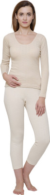 Bodycare Insider Beige Solid Thermal Women Top Thermal