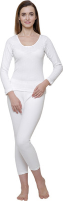 Bodycare Insider Off White Solid Thermal Women Top Thermal