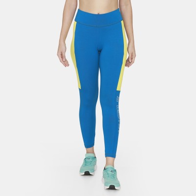 Zelocity by Zivame Color Block Women Blue Tights