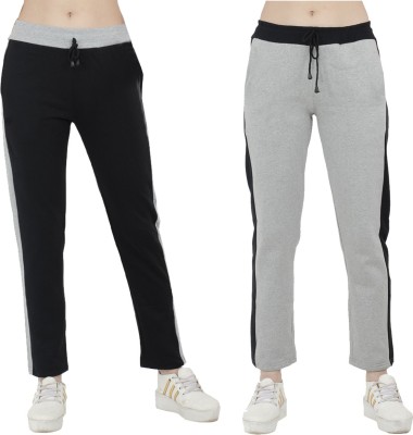 IndiWeaves Solid Women Black, Grey Track Pants