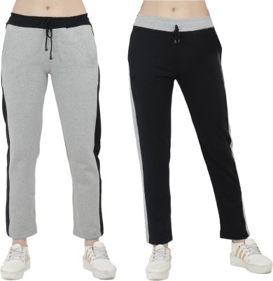 Indistar Solid Women Black, Grey Track Pants