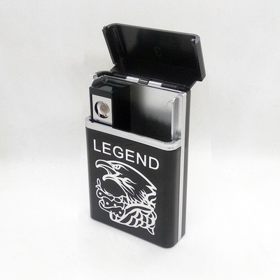 Explorer ™ Latest Technology GLBIRD Legend Eagle Design Electric Rechargeable Flame-Less Lighter With 8 Cigarette Storage Space | Gifting Purpose For Cigarette User And Lighter Users |GLBird Legend Eagle USB rechargeable Lighter Box | Metal Body Cigarette Lighter(Black)