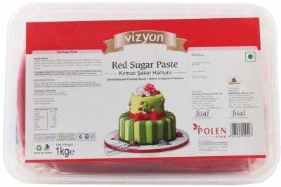 Vizyon Red Sugar Paste (Fondant) 1kg Sugar Paste(1 kg)