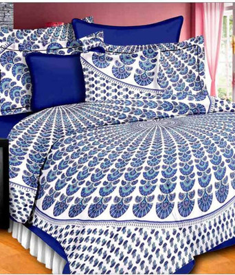 ChoiceUnique 120 TC Cotton Double Printed Flat Bedsheet(Pack of 1, Multicolor)