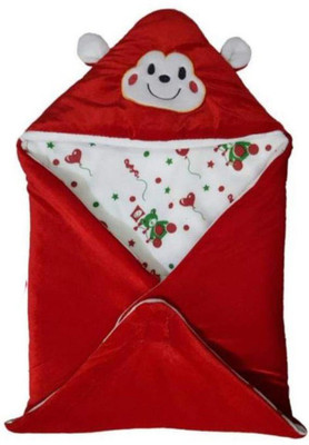 NAMAN Printed Single Hooded Baby Blanket for  AC Room(Polyester, Red)