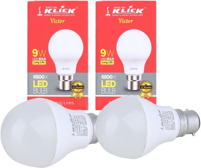 KLICK 9 W Round 2 Pin LED Bulb(White, Pack of 2)
