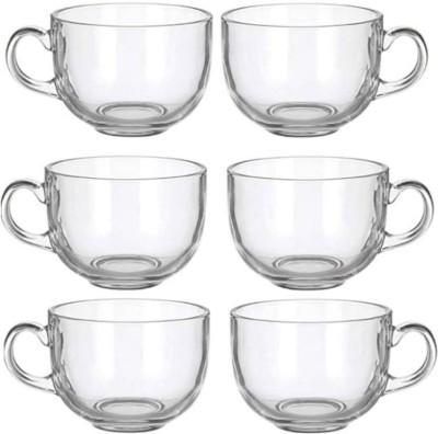 Dakshayanii Glass Transparent clear glass tea and coffee cup(Clear, Cup and Saucer)
