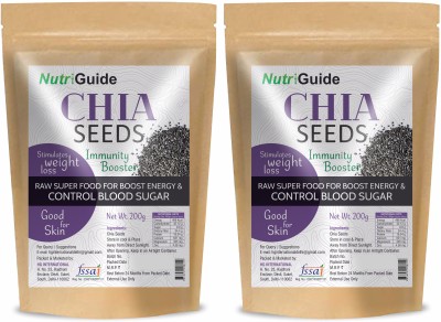 Nutri Guide Raw Chia Seeds for Weight Loss with Omega 3 , Zinc and Fiber, Calcium Rich Seeds Chia Seeds(400 g, Pack of 2)
