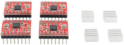 TRUSTECH A4988 Compatible Stepper StepStick Motor Diver Module with Heat Sink for 3D Printer Controller Ramps 1.4(Pack of 4 pcs) Electronic Components Electronic Hobby Kit