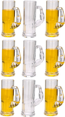 AFAST (Pack of 9) E_BeerHub-F9 Glass Set Beer Mug(550 ml, Glass, Clear)