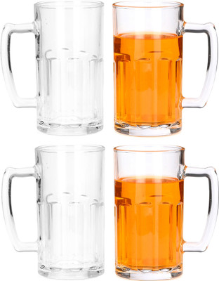AFAST (Pack of 4) E_Bear-F4 Glass Set Beer Mug(600 ml, Glass, Clear)