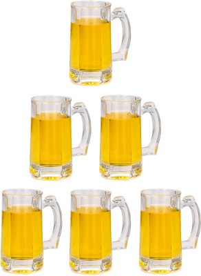 Somil (Pack of 6) Multipurpose Drinking Glass -B419 Glass Set Beer Mug(400 ml, Glass, Clear)