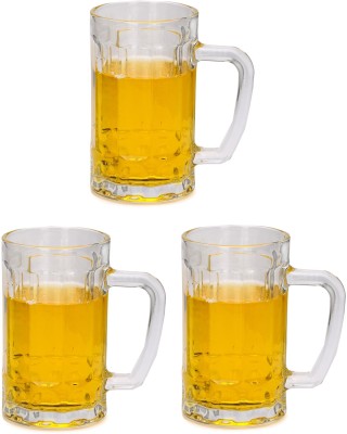 AFAST (Pack of 3) E_BeerHub-D3 Glass Set Beer Mug(350 ml, Glass, Clear)