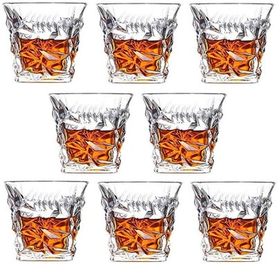 1st Time (Pack of 8) Transparent Water Glass, Set Of 8, 280 ML Glass Set Water/Juice Glass(280 ml, Glass, Clear, White)