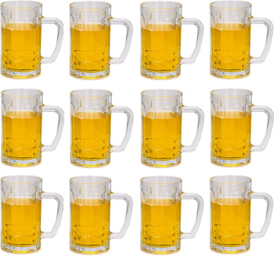 AFAST (Pack of 12) E_BeerHub-D12 Glass Set Beer Mug(350 ml, Glass, Clear)