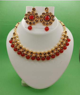 shivay Alloy Gold-plated Red Jewellery Set(Pack of 1)