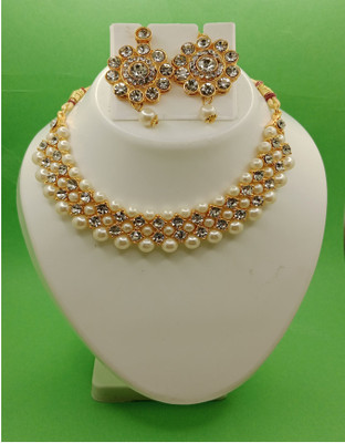 shivay Alloy Gold-plated White Jewellery Set(Pack of 1)