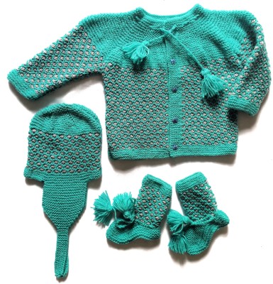 Little Aayu Baby Boys & Baby Girls Casual Cardigan Cap, Bootie(Light Green)