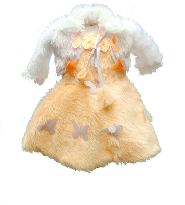 M.G.T Baby Girls Midi/Knee Length Festive/Wedding Dress(Orange, Half Sleeve)