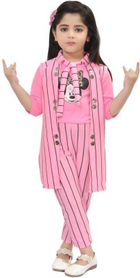 Samshil Fashion Girls Maxi/Full Length Casual Dress(Pink, 3/4 Sleeve)