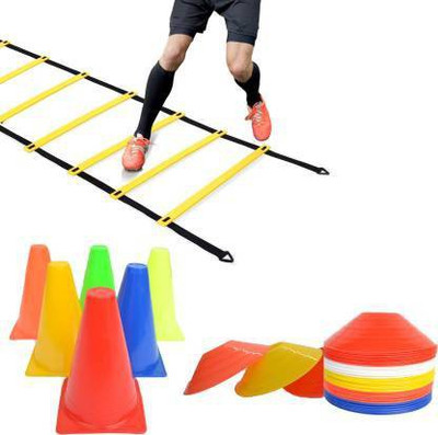 HACKERX Training KitAgility Ladder 4 Meter + 6 Cone 6inches High + 10 Space Marker Football & Fitness Kit