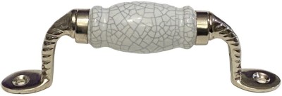Maison belle Ceramic door handle 5 INCH- SILVER ( WHITE CRACKLE ) Ceramic Cabinet/Drawer Handle(White Pack of 1)
