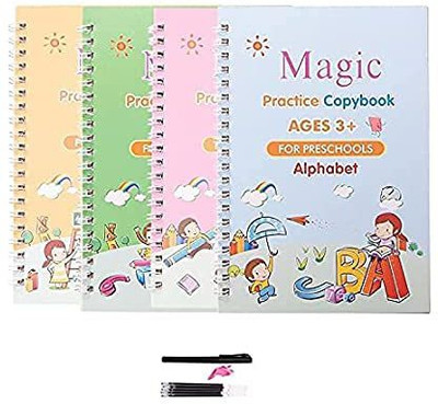 SHAIMON Sank Magic Practice Copybook, Number Tracing Book for Preschoolers with Pen, Magic Calligraphy Copybook Set Practical Reusable Writing Tool Simple Hand Lettering (4 Books + 5 Refill)(Multicolor) SHAIMON Sank Magic Practice Copybook, Number Tracing Book for Preschoolers with Pen, Magic Calligraphy Copybook Set Practical Reusable Writing Tool Simple Hand Lettering (4 Books + 5 Refill)(Multicolor)