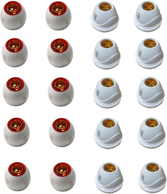Electro Factory Red Ring Bulb Holder and White Fancy Bulb Holder Pack of 20 Plastic Light Socket(Pack of 20)