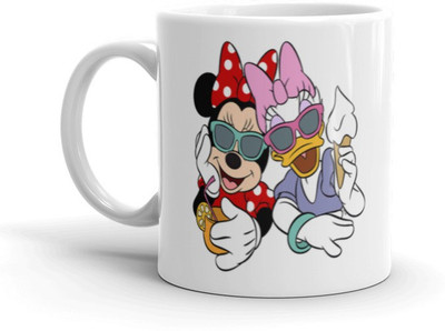 Mr UVD Minnie Mouse With Donald Duck Enjoying Food Ceramic Coffee Mug(350 ml)