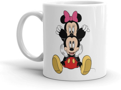 Mr UVD Minnie Mouse Playing With Micky Mouse Ears (350 ml) Ceramic Coffee Mug(350 ml)
