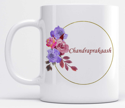 LOROFY Name Chandraprakaash Printed Floral Design Ceramic Coffee Mug(350 ml)