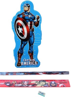 School Mate Captain America Plastic Pencil Box Blue for Kids Art Plastic Pencil Box(Set of 1, Blue)