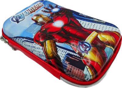 Johnnie Boy Ironman Pencil Pouch Case for Girl Multipurpose Stylish Superhero Large Capacity Pen & Pencil Pouch for School Supplies for Kid - Red Ironman Art EVA Pencil Box(Set of 1, Red)