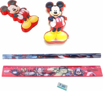 School Mate Micky Mouse Plastic Pencil Box Red for Kids Art Plastic Pencil Box(Set of 1, Red)