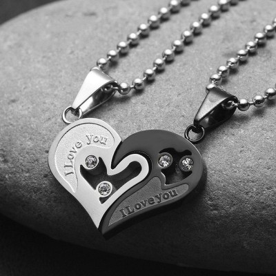 IGA COLLECTION Valentine Stylish Latest Broken Heart Chain Pendant Set For Boys & Mens Titanium Stainless Steel Pendant Set