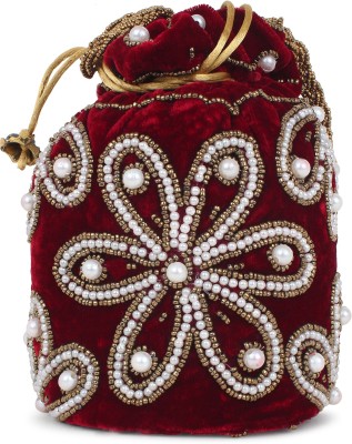 NEHD Handcrafted & Embroidered, Perals & Beat Potli Bag for Womens for Wedding, Party and Festive Occasion Potli