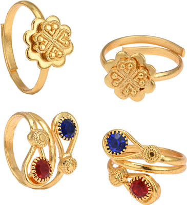AanyaCentric Stone Gold Plated Toe Ring Set