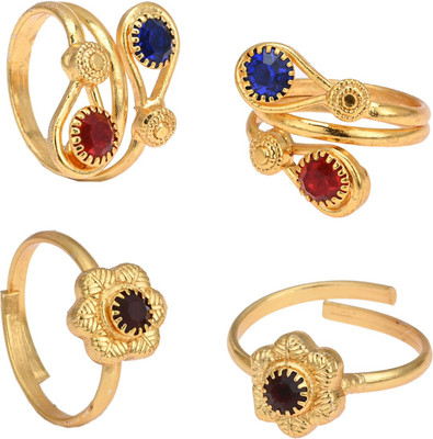 AanyaCentric Stone Gold Plated Toe Ring Set